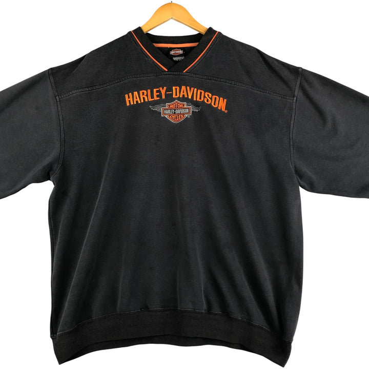 Harley-Davidson V-neck Advertising Sweatshirt, Men's XXL unclear black type Vintage Second Hand