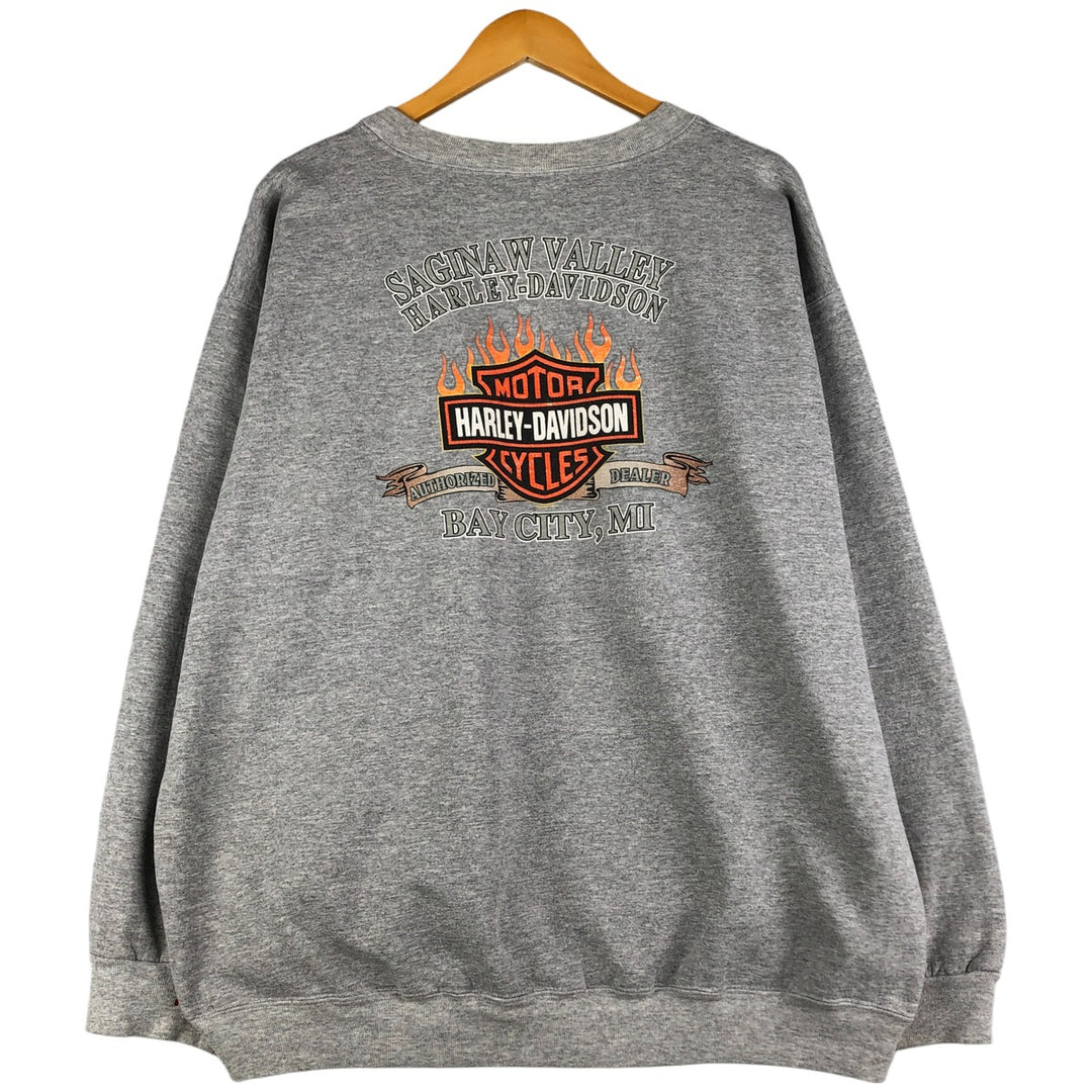 2000'S Harley-Davidson Fire Pattern Advertising Sweatshirt, Men's XXL unclear gray type Vintage Second Hand