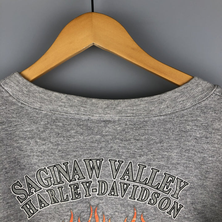 2000'S Harley-Davidson Fire Pattern Advertising Sweatshirt, Men's XXL unclear gray type Vintage Second Hand