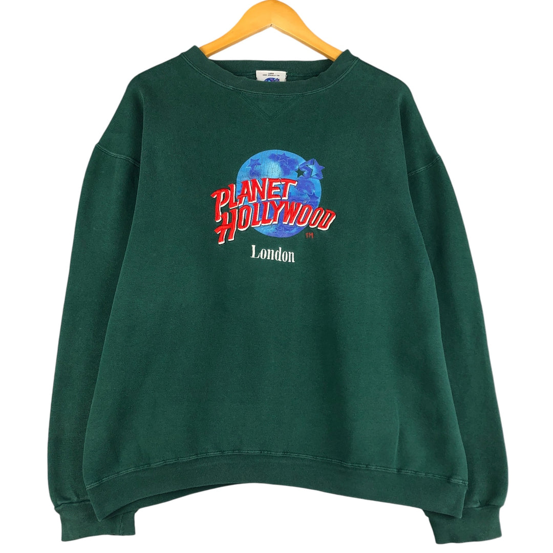 90'S Planet Hollywood Advertising Sweatshirt, Made in USA, Men's L, Vintage cotton dark green Vintage Second Hand