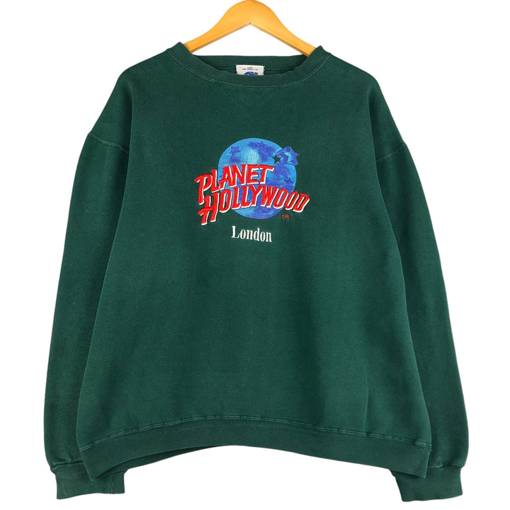 90'S Planet Hollywood Advertising Sweatshirt, Made in USA, Men's L, Vintage cotton dark green Vintage Second Hand