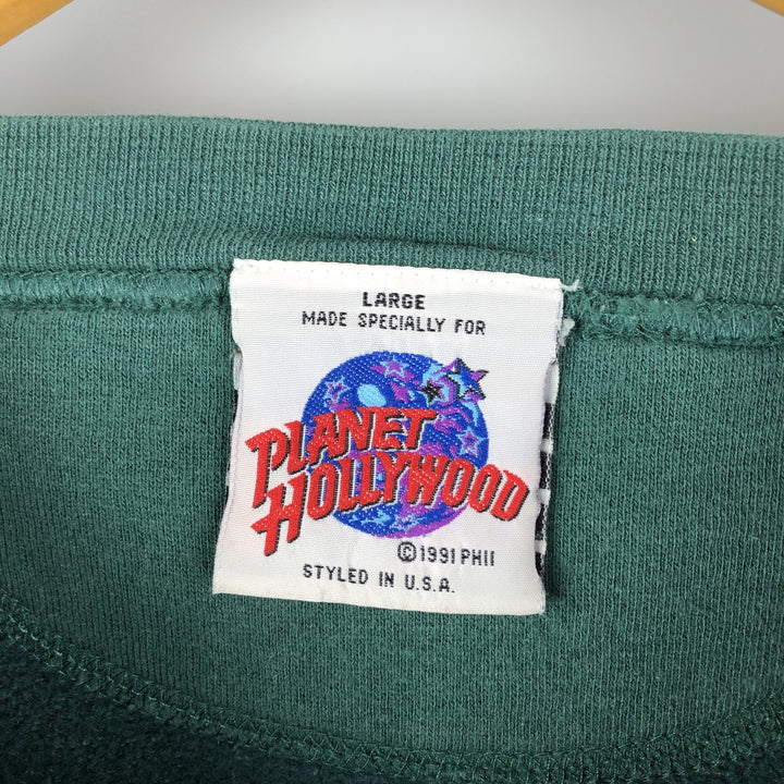 90'S Planet Hollywood Advertising Sweatshirt, Made in USA, Men's L, Vintage cotton dark green Vintage Second Hand