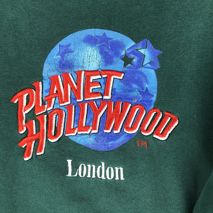 90'S Planet Hollywood Advertising Sweatshirt, Made in USA, Men's L, Vintage cotton dark green Vintage Second Hand