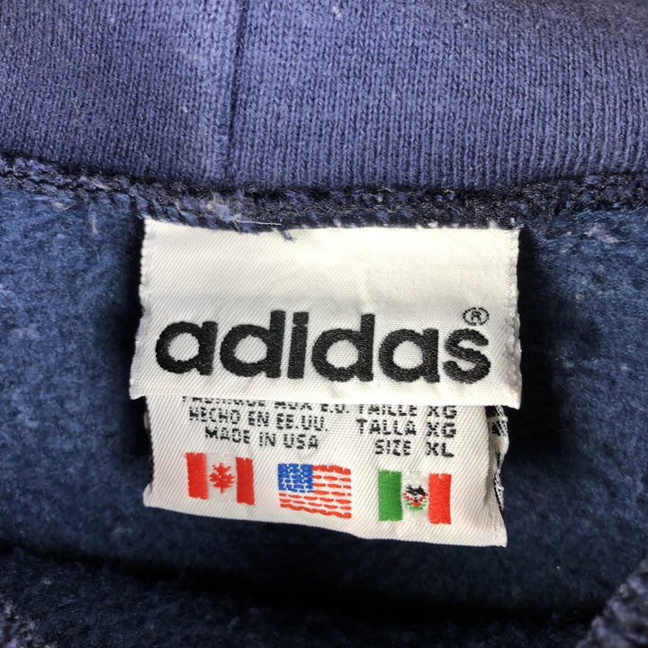 Vintage 90'S adidas Trefoil logo sweatshirt pullover hoodie, Made in USA, Men's XL cotton Navy blue Vintage Second Hand