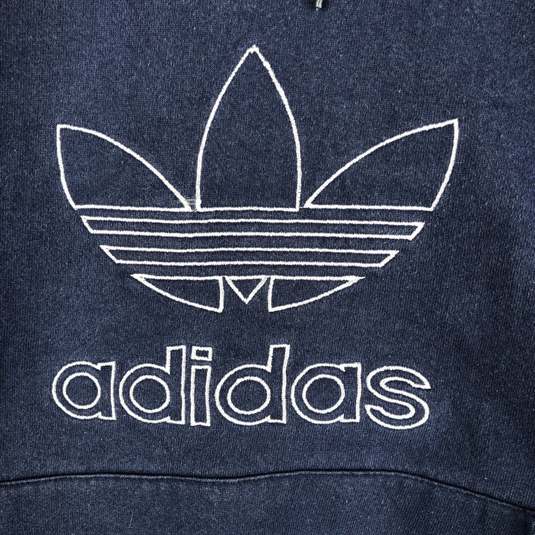 Vintage 90'S adidas Trefoil logo sweatshirt pullover hoodie, Made in USA, Men's XL cotton Navy blue Vintage Second Hand