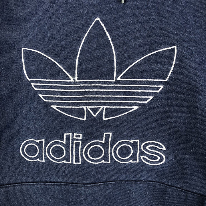 Vintage 90'S adidas Trefoil logo sweatshirt pullover hoodie, Made in USA, Men's XL cotton Navy blue Vintage Second Hand