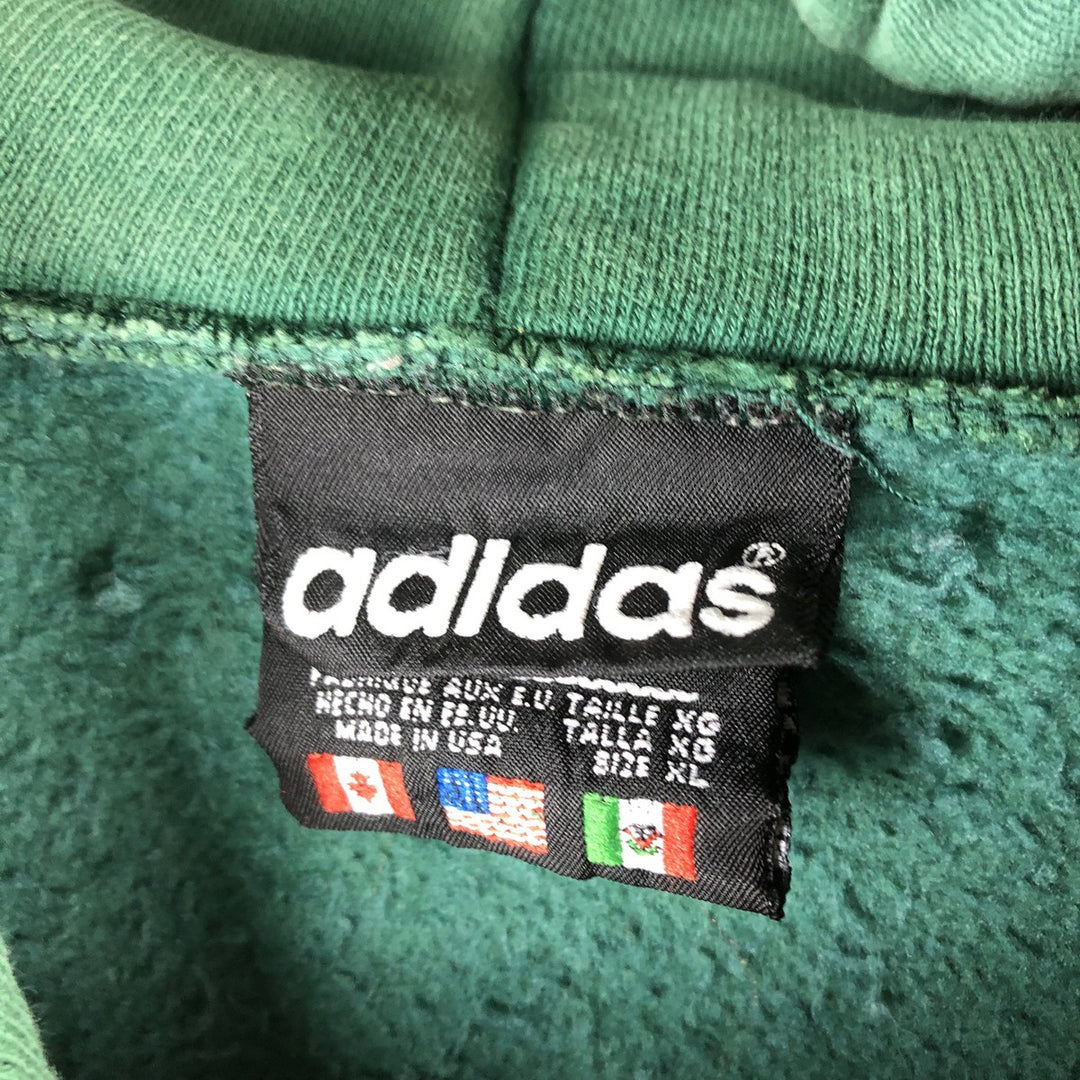 Vintage 90'S adidas Trefoil logo sweatshirt pullover hoodie, Made in USA, Men's XL cotton green type Vintage Second Hand