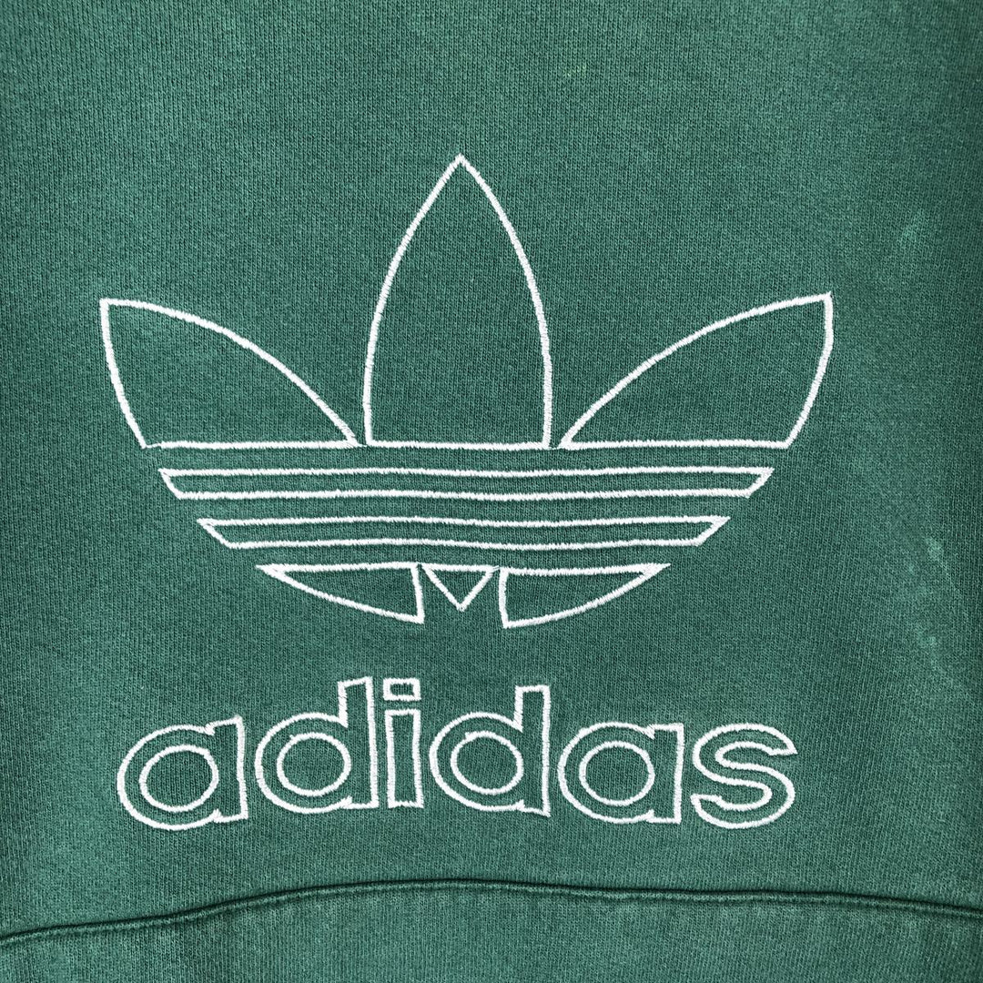 Vintage 90'S adidas Trefoil logo sweatshirt pullover hoodie, Made in USA, Men's XL cotton green type Vintage Second Hand