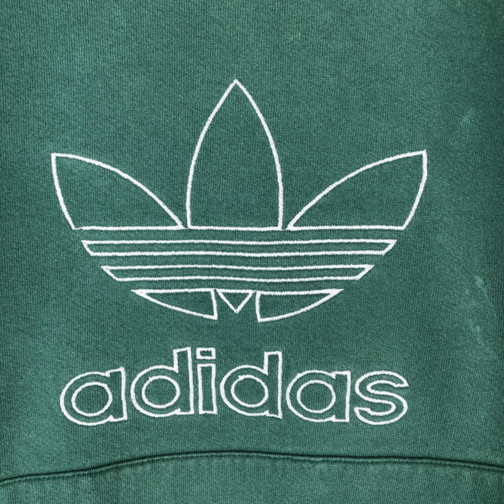 Vintage 90'S adidas Trefoil logo sweatshirt pullover hoodie, Made in USA, Men's XL cotton green type Vintage Second Hand