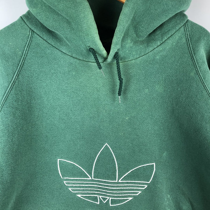 Vintage 90'S adidas Trefoil logo sweatshirt pullover hoodie, Made in USA, Men's XL cotton green type Vintage Second Hand