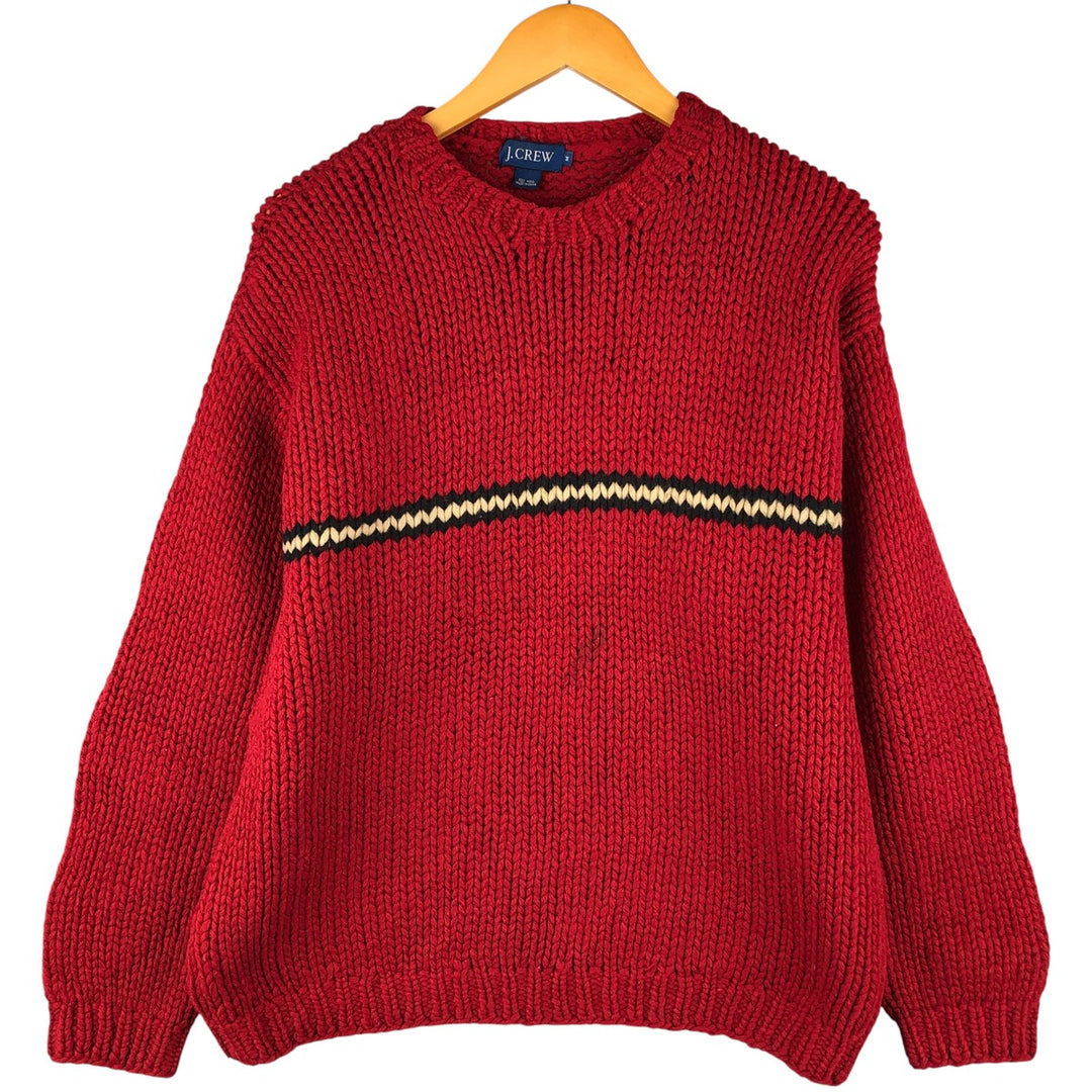 Vintage 90'S J.Crew wool knit sweater, size M, men's wool red type Vintage Second Hand