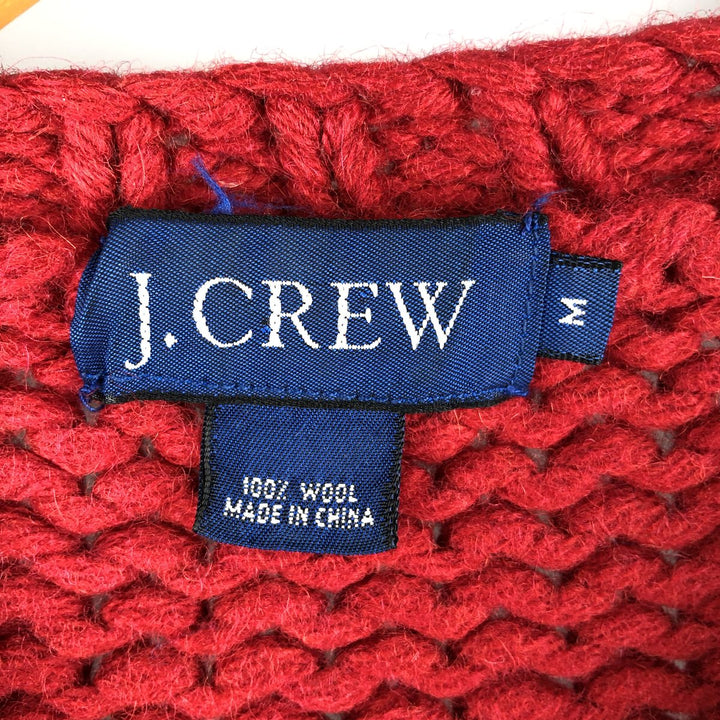 Vintage 90'S J.Crew wool knit sweater, size M, men's wool red type Vintage Second Hand