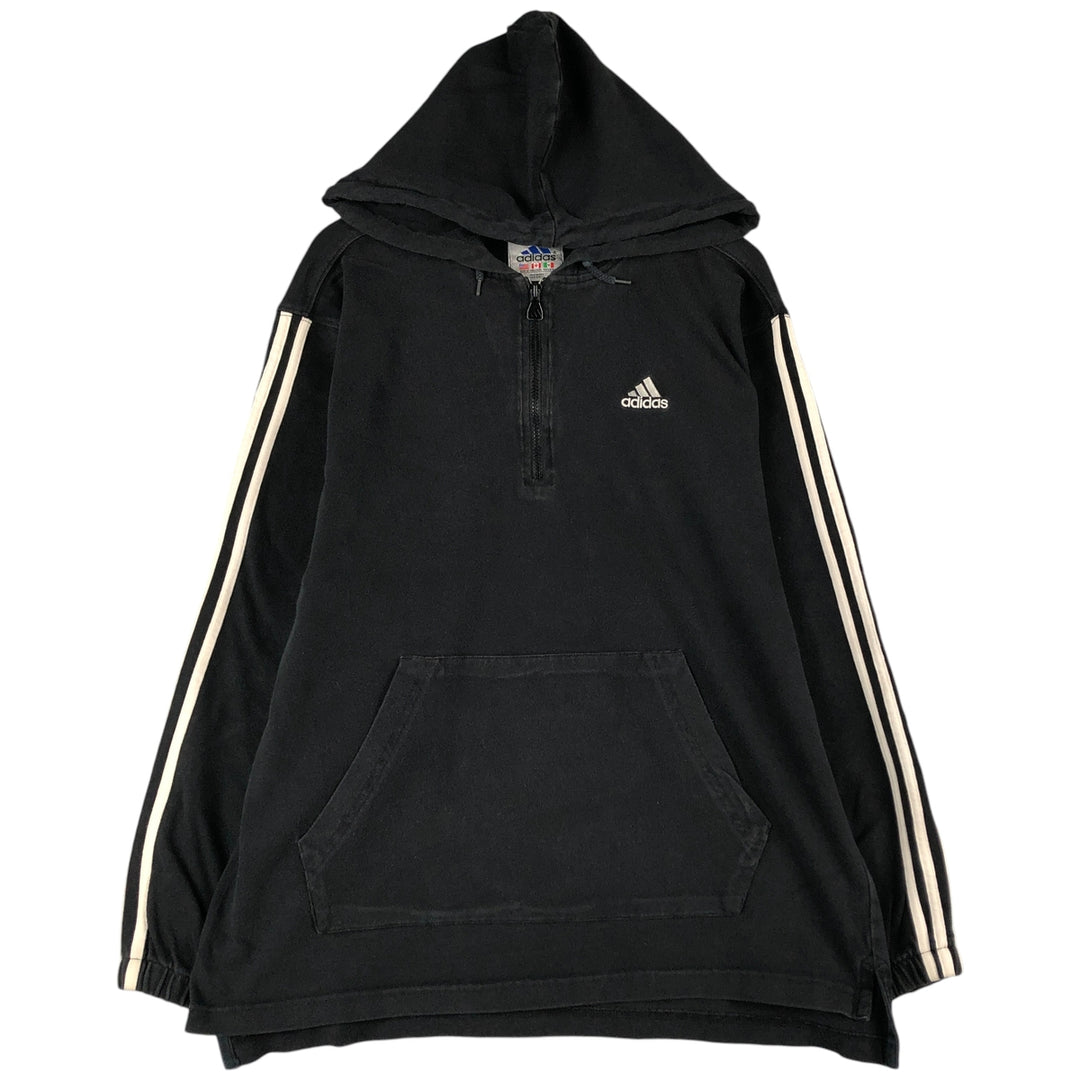 Vintage 90'S Adidas half-zip sweatshirt, size M, men's cotton black type Vintage Second Hand
