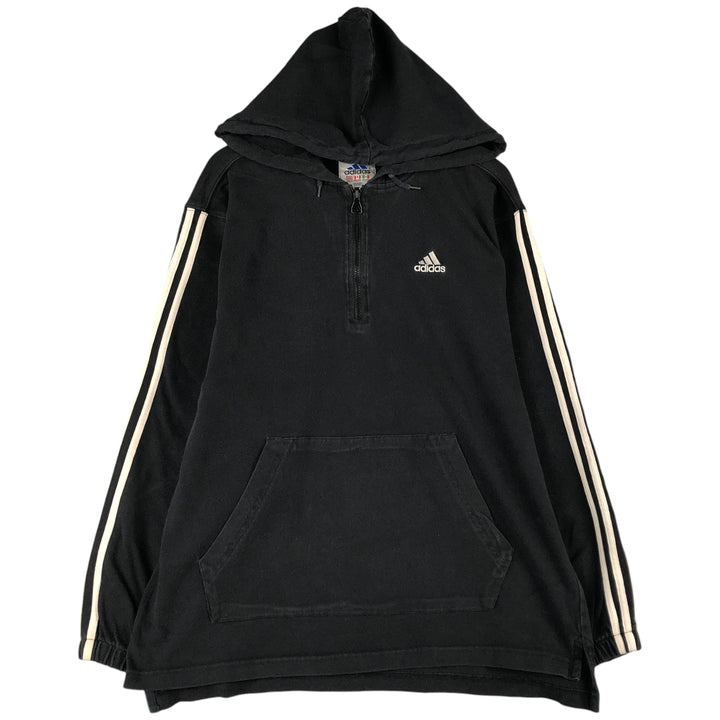 Vintage 90'S Adidas half-zip sweatshirt, size M, men's cotton black type Vintage Second Hand