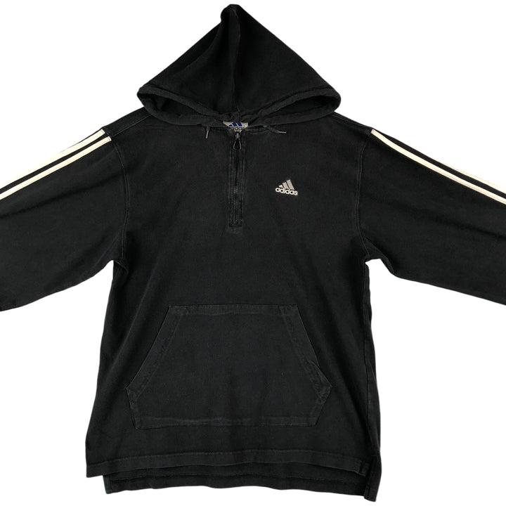 Vintage 90'S Adidas half-zip sweatshirt, size M, men's cotton black type Vintage Second Hand
