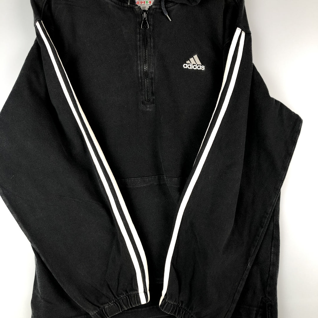 Vintage 90'S Adidas half-zip sweatshirt, size M, men's cotton black type Vintage Second Hand