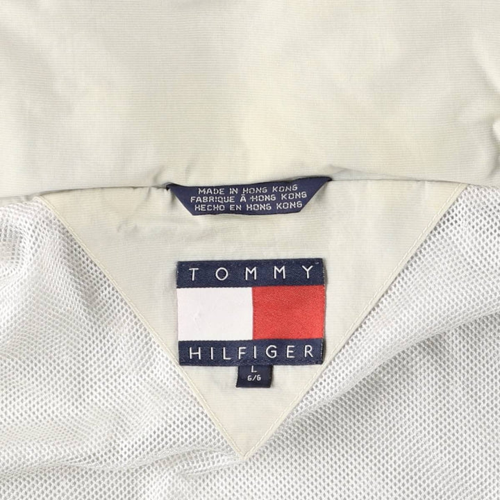 Vintage 90'S Tommy Hilfiger nylon jacket, size L, men's Nylon ivory Vintage Second Hand