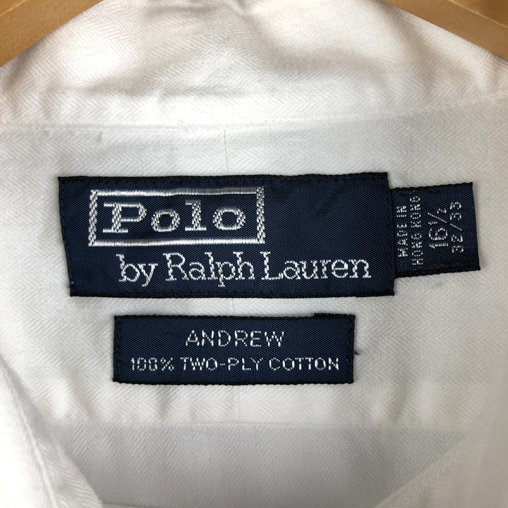 Ralph Lauren POLO by Ralph Lauren ANDREW long sleeve cotton shirt, men's size L cotton white type Vintage Second Hand