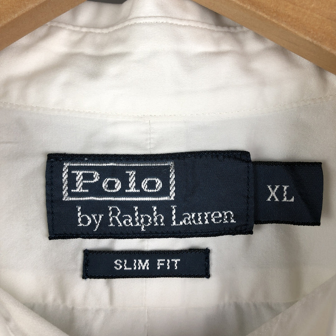 Ralph Lauren POLO by Ralph Lauren SLIM FIT long sleeve button down shirt, men's XL size cotton white type Vintage Second Hand
