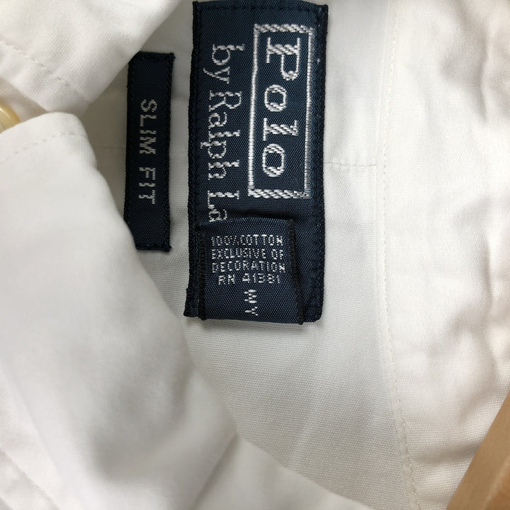 Ralph Lauren POLO by Ralph Lauren SLIM FIT long sleeve button down shirt, men's XL size cotton white type Vintage Second Hand