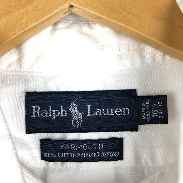 Ralph Lauren YARMOUTH long sleeve button down shirt, men's size L cotton white type Vintage Second Hand