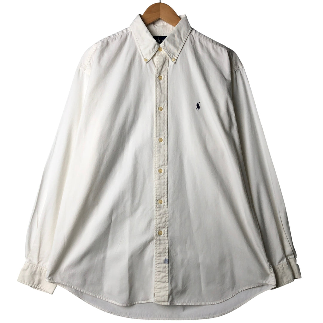 Ralph Lauren long sleeve button down shirt, men's size L cotton white type Vintage Second Hand