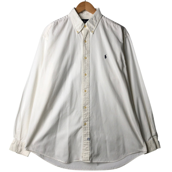 Ralph Lauren long sleeve button down shirt, men's size L cotton white type Vintage Second Hand