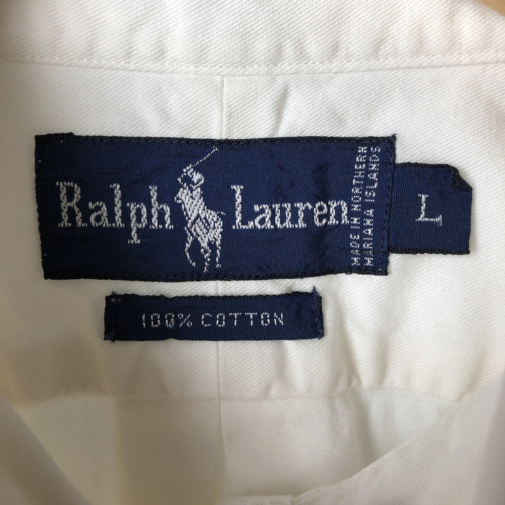 Ralph Lauren long sleeve button down shirt, men's size L cotton white type Vintage Second Hand
