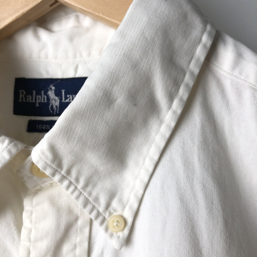 Ralph Lauren long sleeve button down shirt, men's size L cotton white type Vintage Second Hand