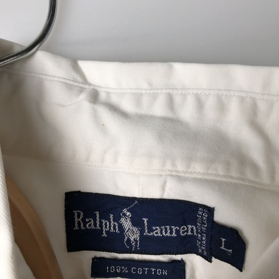Ralph Lauren long sleeve button down shirt, men's size L cotton white type Vintage Second Hand
