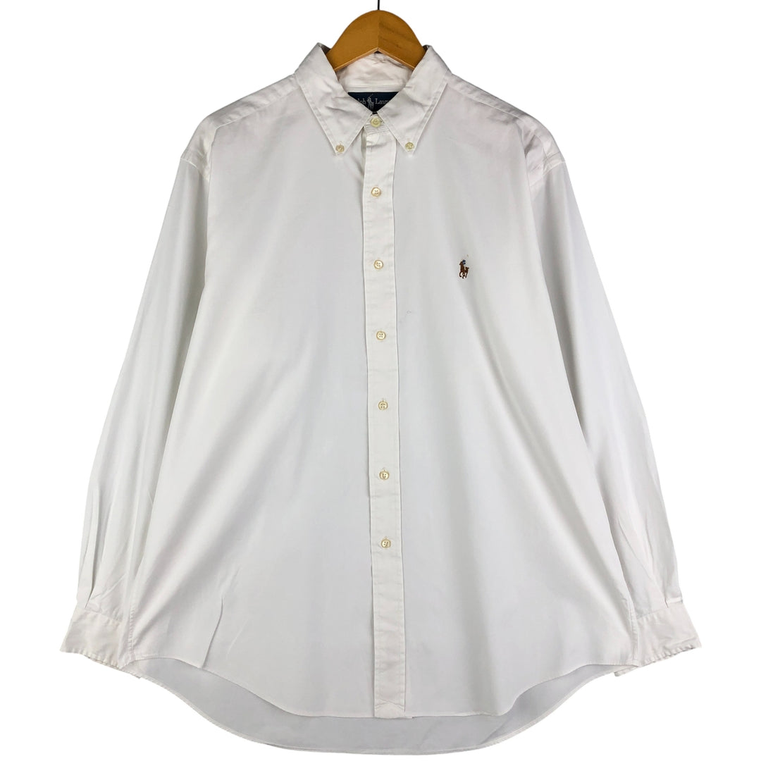 Ralph Lauren YARMOUTH long sleeve button down shirt, men's size L cotton white type Vintage Second Hand