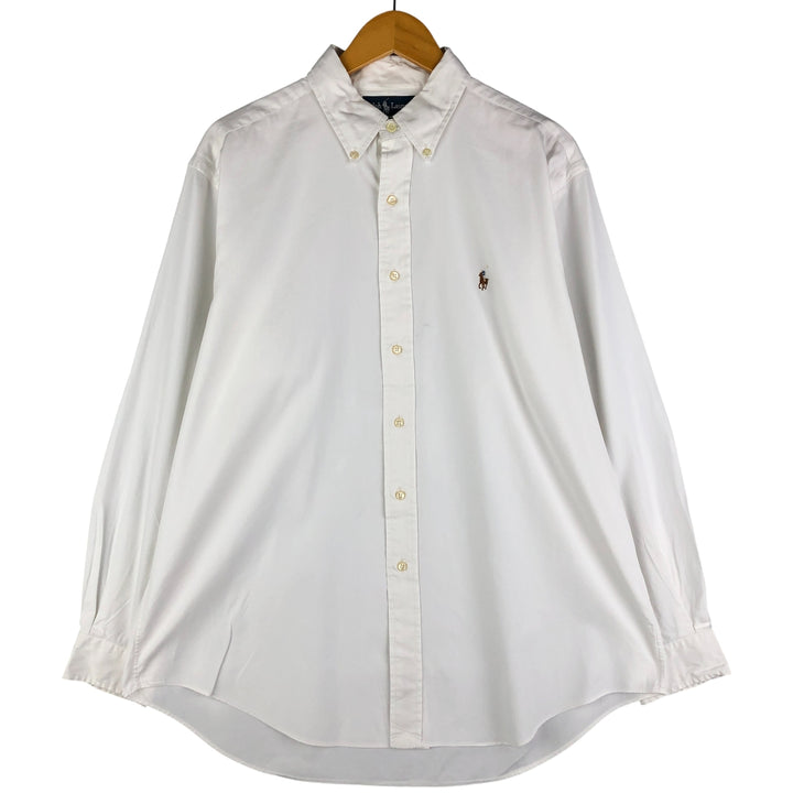Ralph Lauren YARMOUTH long sleeve button down shirt, men's size L cotton white type Vintage Second Hand