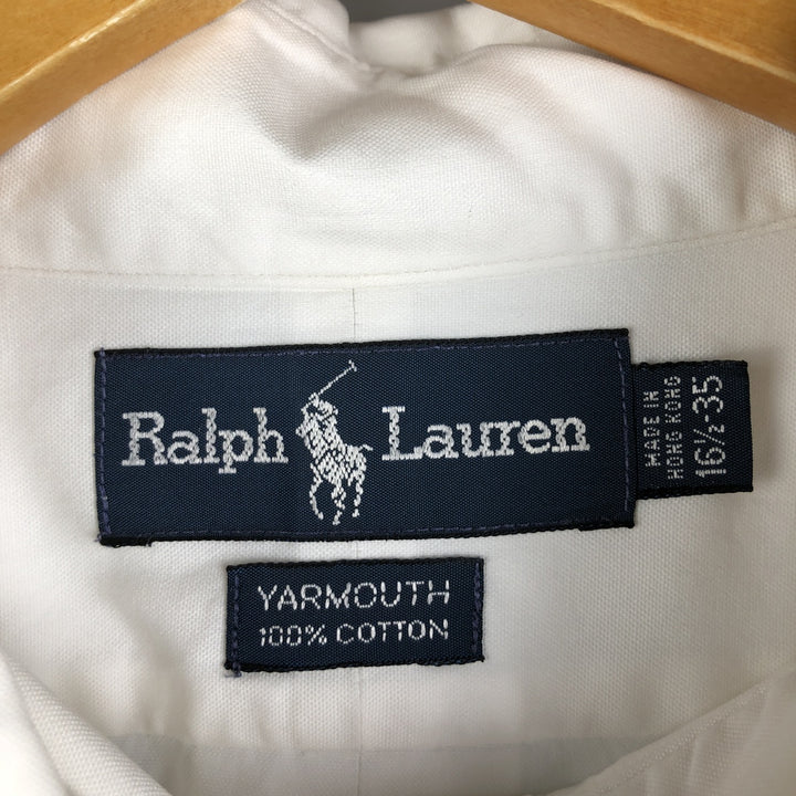 Ralph Lauren YARMOUTH long sleeve button down shirt, men's size L cotton white type Vintage Second Hand