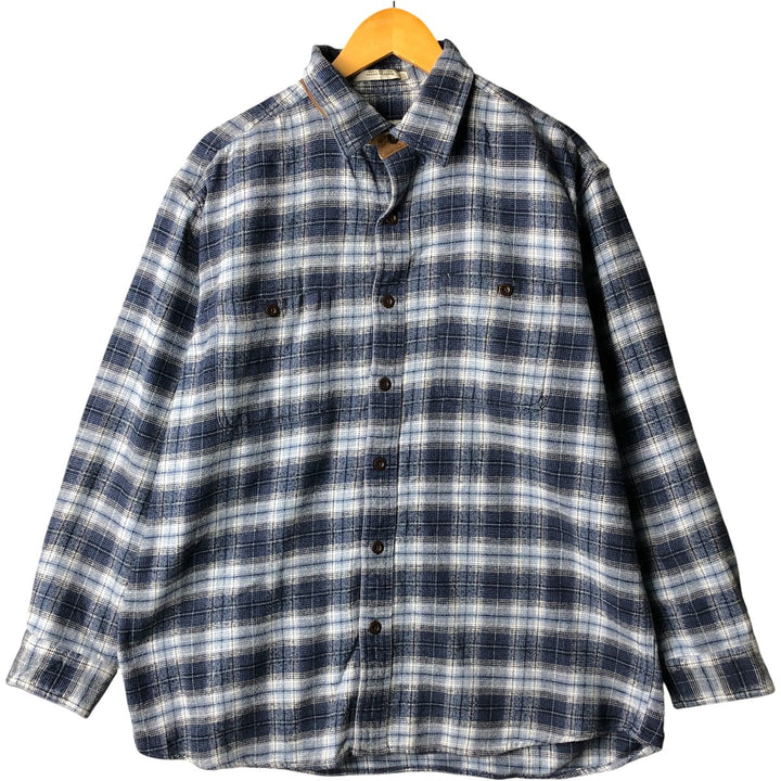 2000'S Orvis long-sleeved flannel check shirt, men's size L cotton blue type Vintage Second Hand