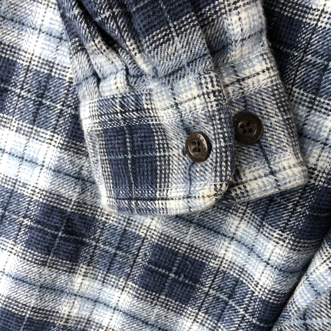 2000'S Orvis long-sleeved flannel check shirt, men's size L cotton blue type Vintage Second Hand
