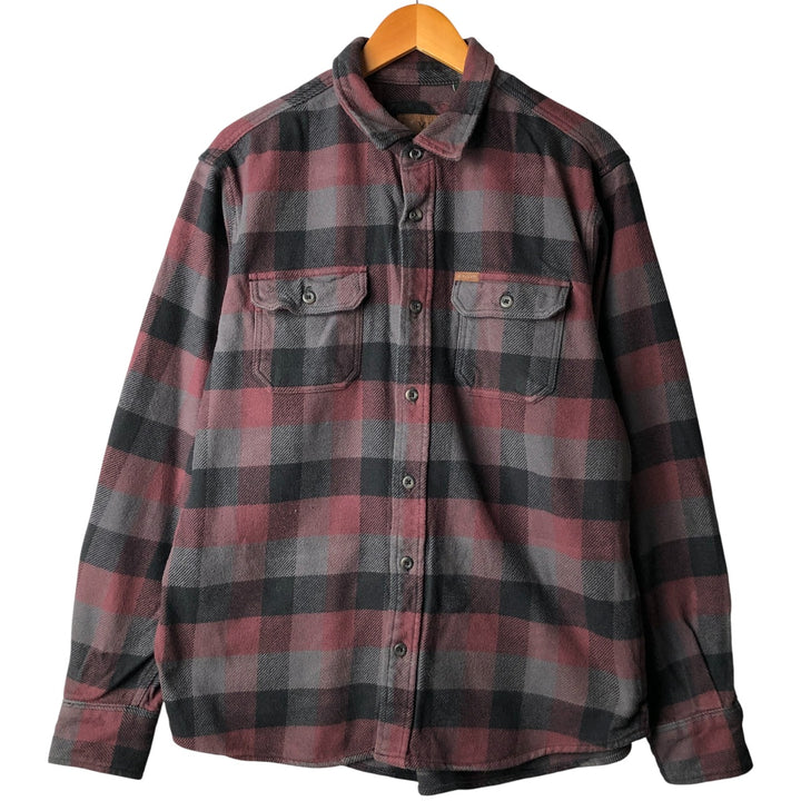 2000'S Orvis long-sleeved flannel check shirt, men's size L cotton Red type red-purple Vintage Second Hand