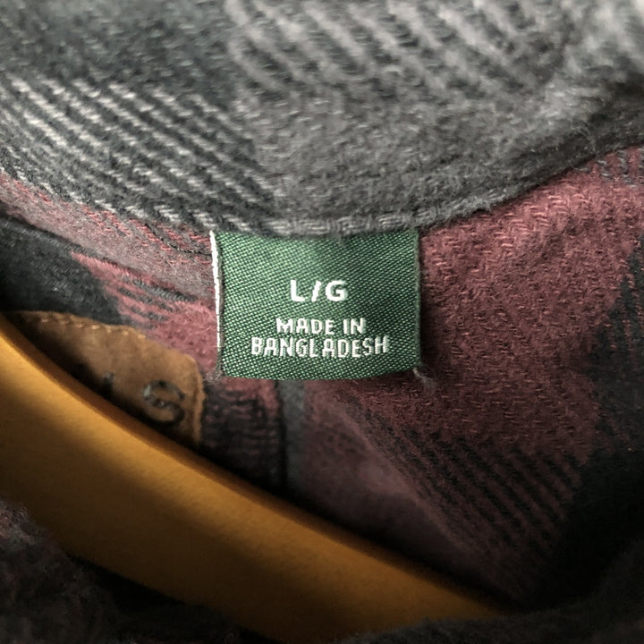 2000'S Orvis long-sleeved flannel check shirt, men's size L cotton Red type red-purple Vintage Second Hand