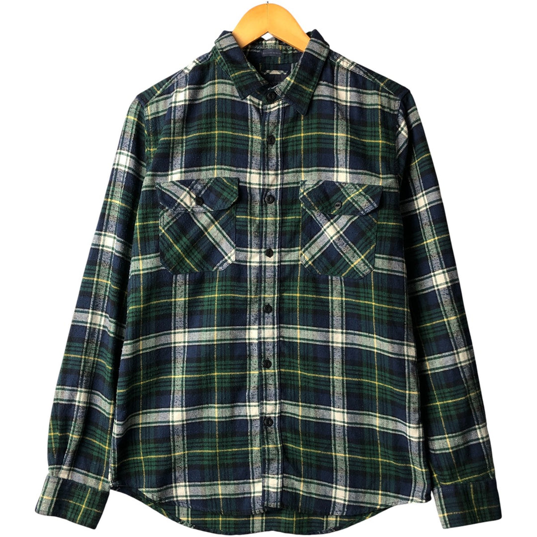 BLUENOTES Long Sleeve Light Flannel Check Shirt, Men's Size Medium cotton navy blue type Vintage Second Hand