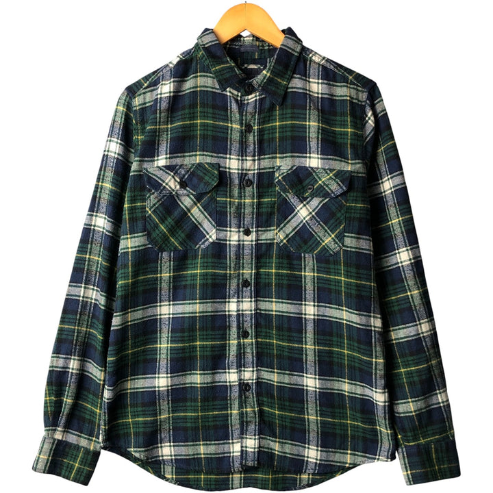 BLUENOTES Long Sleeve Light Flannel Check Shirt, Men's Size Medium cotton navy blue type Vintage Second Hand