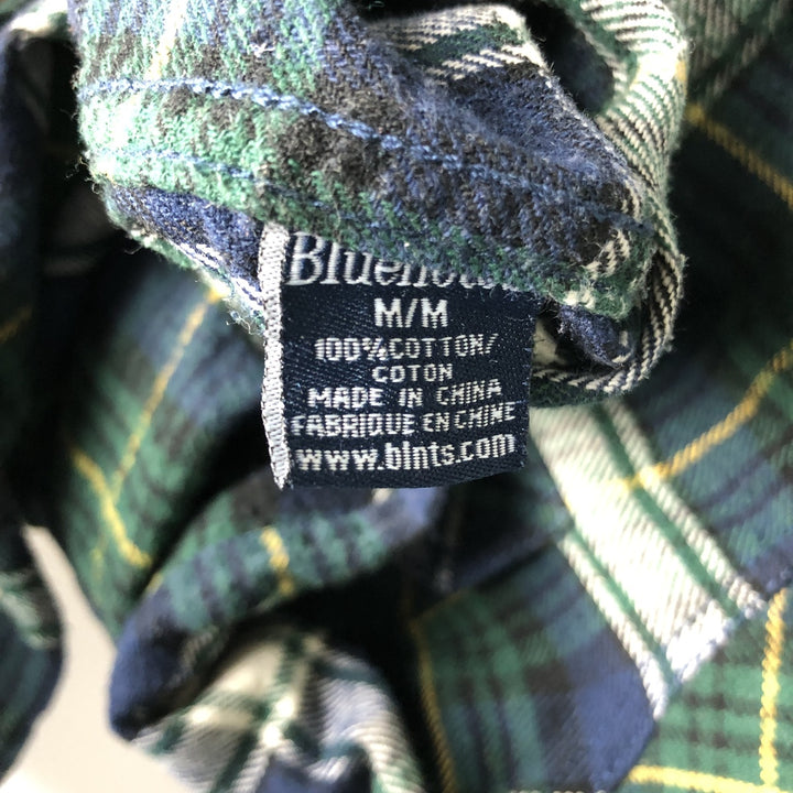 BLUENOTES Long Sleeve Light Flannel Check Shirt, Men's Size Medium cotton navy blue type Vintage Second Hand