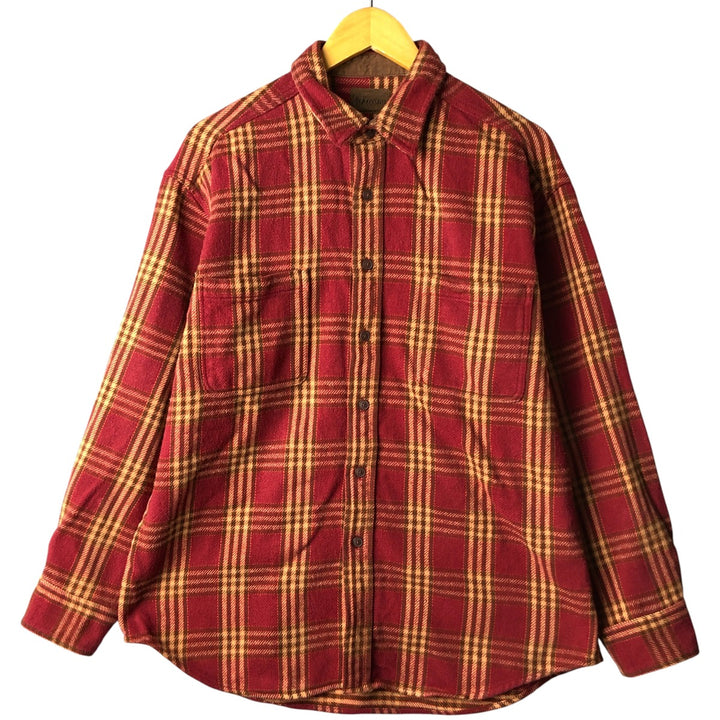 90s-00'S Vintage St. John's Bay Lightflannel Check Shirt, Men's Size L, Long Sleeve cotton red type Vintage Second Hand