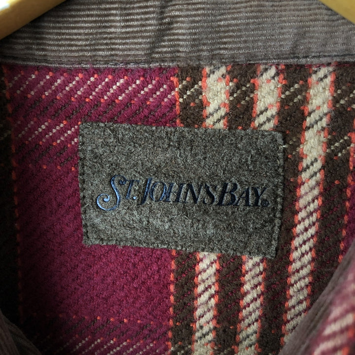 90s-00'S Vintage St. John's Bay Lightflannel Check Shirt, Men's Size L, Long Sleeve cotton red type Vintage Second Hand