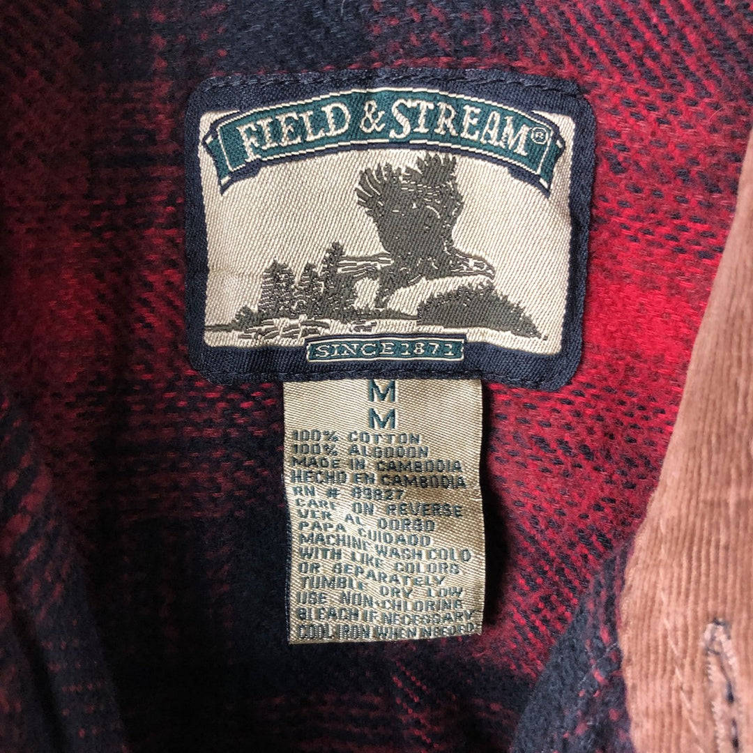 Vintage 90'S Field & Stream ombre check long-sleeve flannel shirt, men's size M cotton red type Vintage Second Hand