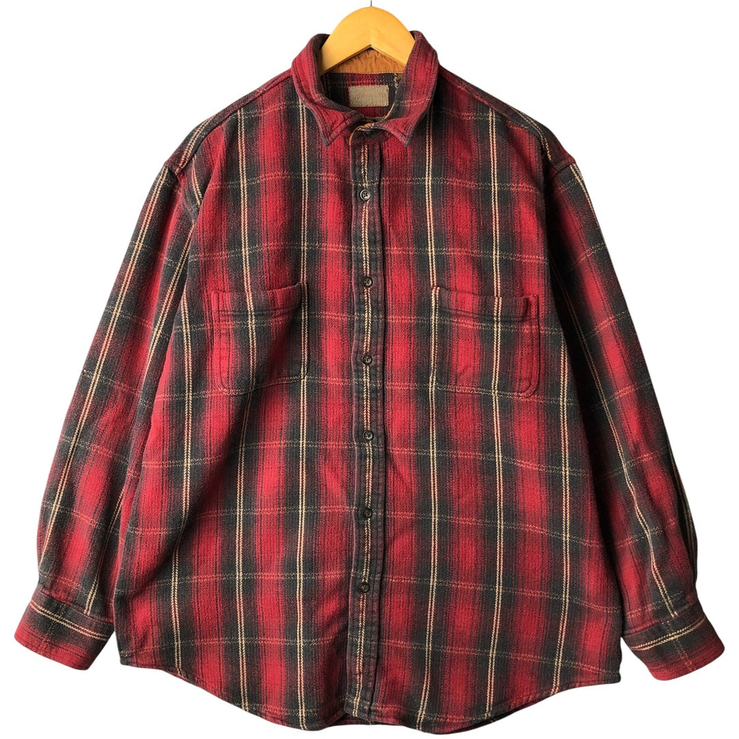 St. John's Bay Browny Long Sleeve Flannel Check Shirt, Men's XL cotton red type Vintage Second Hand