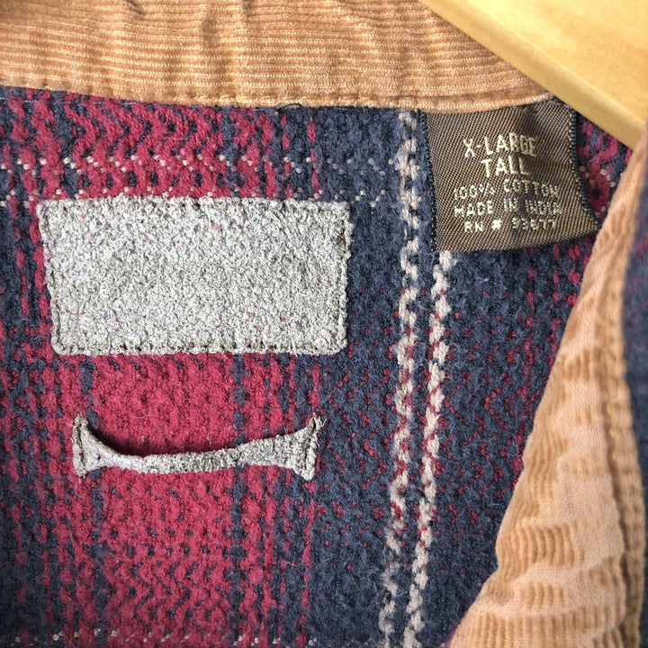 St. John's Bay Browny Long Sleeve Flannel Check Shirt, Men's XL cotton red type Vintage Second Hand