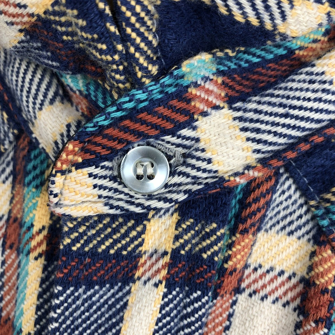 1970'S Wrangler Lightflannel Check Shirt, Made in USA, Men's Size Medium cotton navy blue type Vintage Second Hand