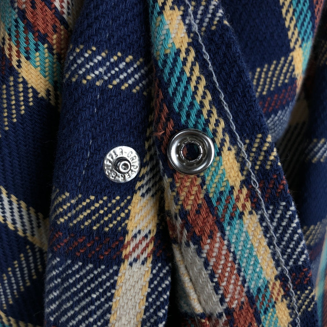 1970'S Wrangler Lightflannel Check Shirt, Made in USA, Men's Size Medium cotton navy blue type Vintage Second Hand