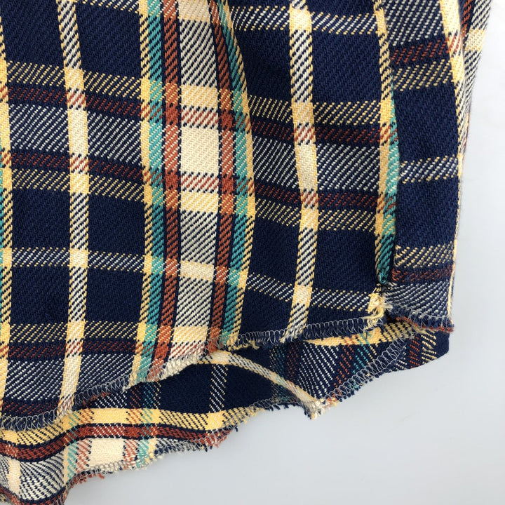 1970'S Wrangler Lightflannel Check Shirt, Made in USA, Men's Size Medium cotton navy blue type Vintage Second Hand