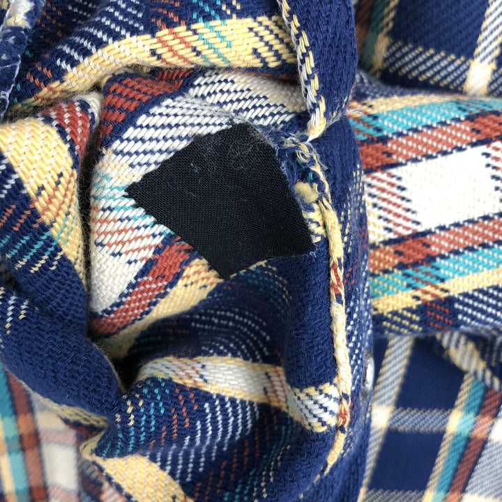 1970'S Wrangler Lightflannel Check Shirt, Made in USA, Men's Size Medium cotton navy blue type Vintage Second Hand