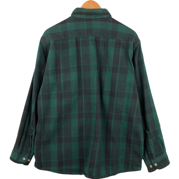 90'S Five Brother long-sleeved flannel check shirt, men's size XL cotton black type Vintage Second Hand